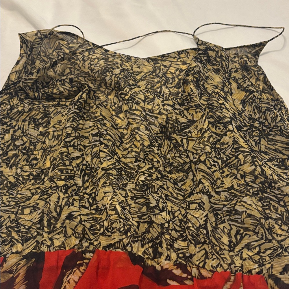 VIX PAULA HERMANNY red & Tan tropical mini dress 100% silk SZ M resort wear NWT - Picture 13 of 14
